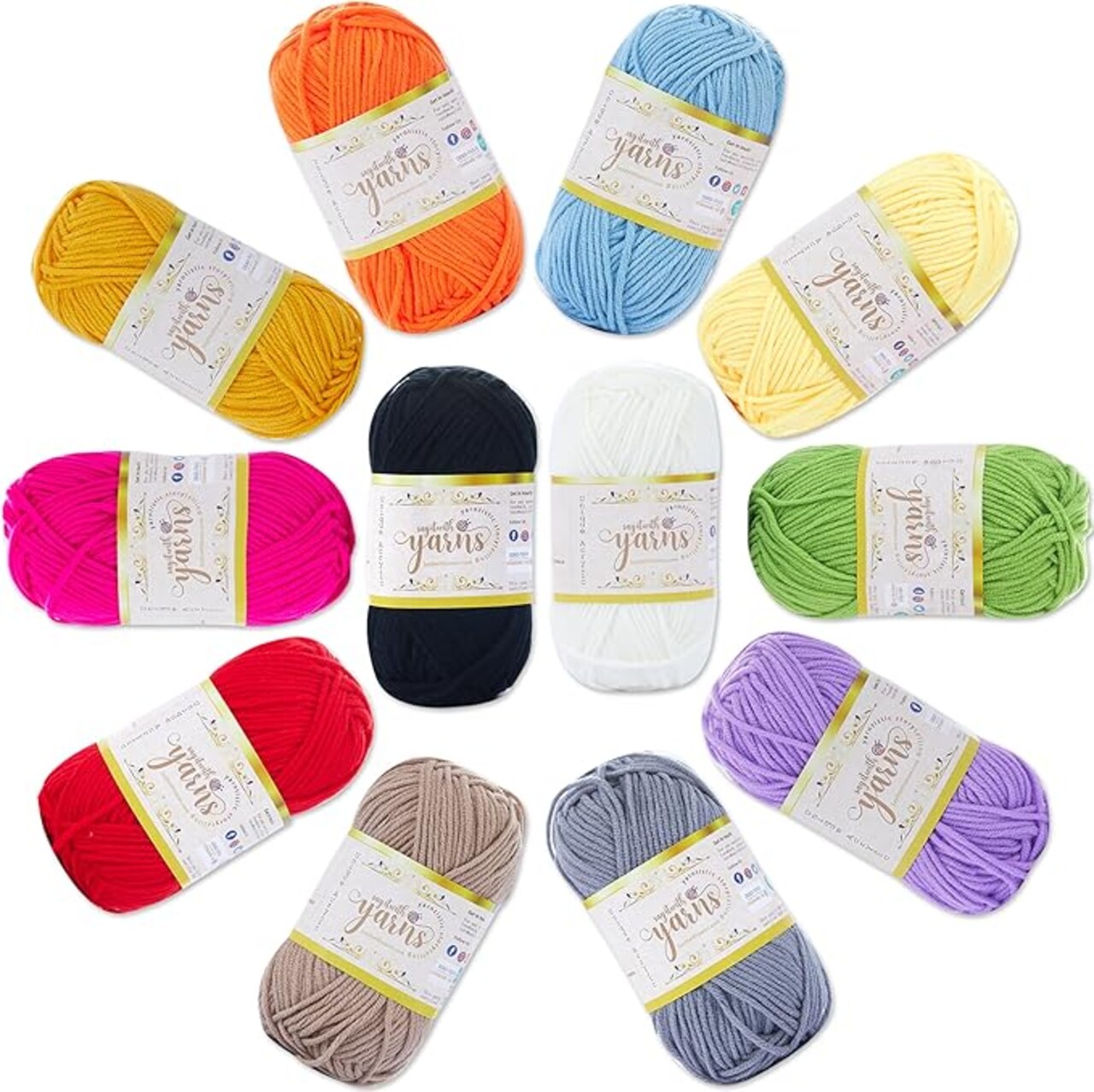 Crochet Yarn for Crocheting - 1308 Yards Acrylic Yarn for Crafts - 12x50g(1.7oz) Assorted Craft Yarn Set - Crochet Gift for Crocheters - Soft Knitting Yarn Bundle